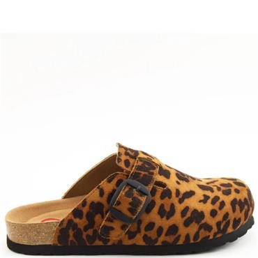 HEAVENLY FEET WOMENS SHOE - BLACK TAN LEOPARD